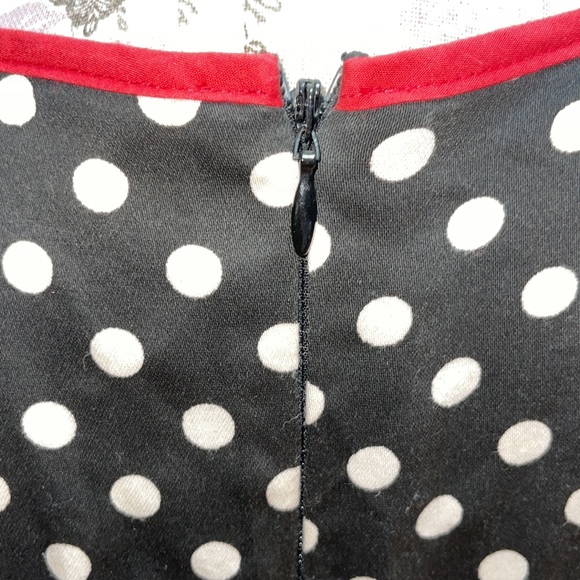 Lady Vintage Black Polkadot Pinkup Dress 20 - Picture 5 of 8
